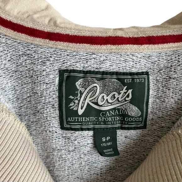 Roots Hoodie Size Small Gray Red Ivory Canada 1973 - Picture 9 of 9